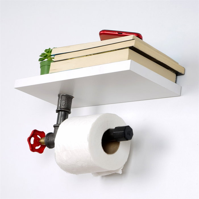 Hanah Home Boruraf244 Portarrollos de Papel Higiénico MDF Estilo Industrial Blanco